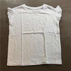 Cat & Jack Girl’s White Slub Cotton T-Shirt with Eyelet Sleeves, size L (10-12)